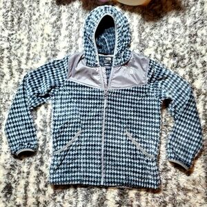 The North Face Girls' Gray Patterned Full Zip Jacket with Hood